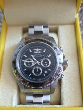 Invicta Stainless Steel Chronograph Watch - Black Dial